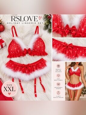 RSLOVE NEW Lingerie Holiday Bra Set Size XXL